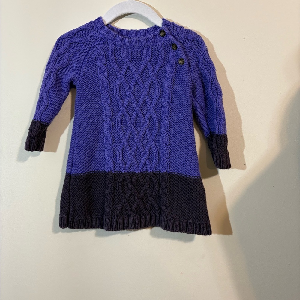 Joe Fresh Toddler Girls Cable Knit Sweater Dress 12/18 month purple